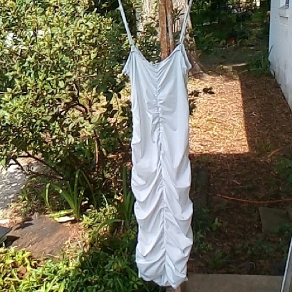 White Ruched Maxi Dress - Picture 3 of 3
